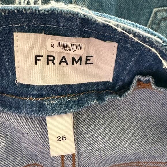 FRAME Sea Cut Off Waist Maxi Denim Skirt Raw Hem Front Slit 26 - Picture 4 of 15